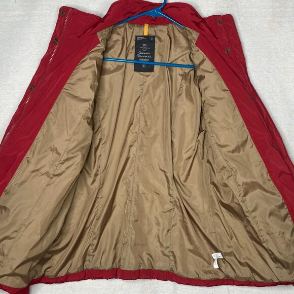 Gap Puffer Jacket Quilted LaSalle Red Belted Small Zip Snap Winter Warmth - Picture 4 of 11